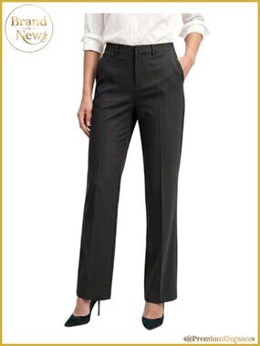 Straight Leg Dress Pants High Waist Business Casual Work Trousers with Pockets